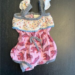 Miki Miette Pink and Gray Baby Romper